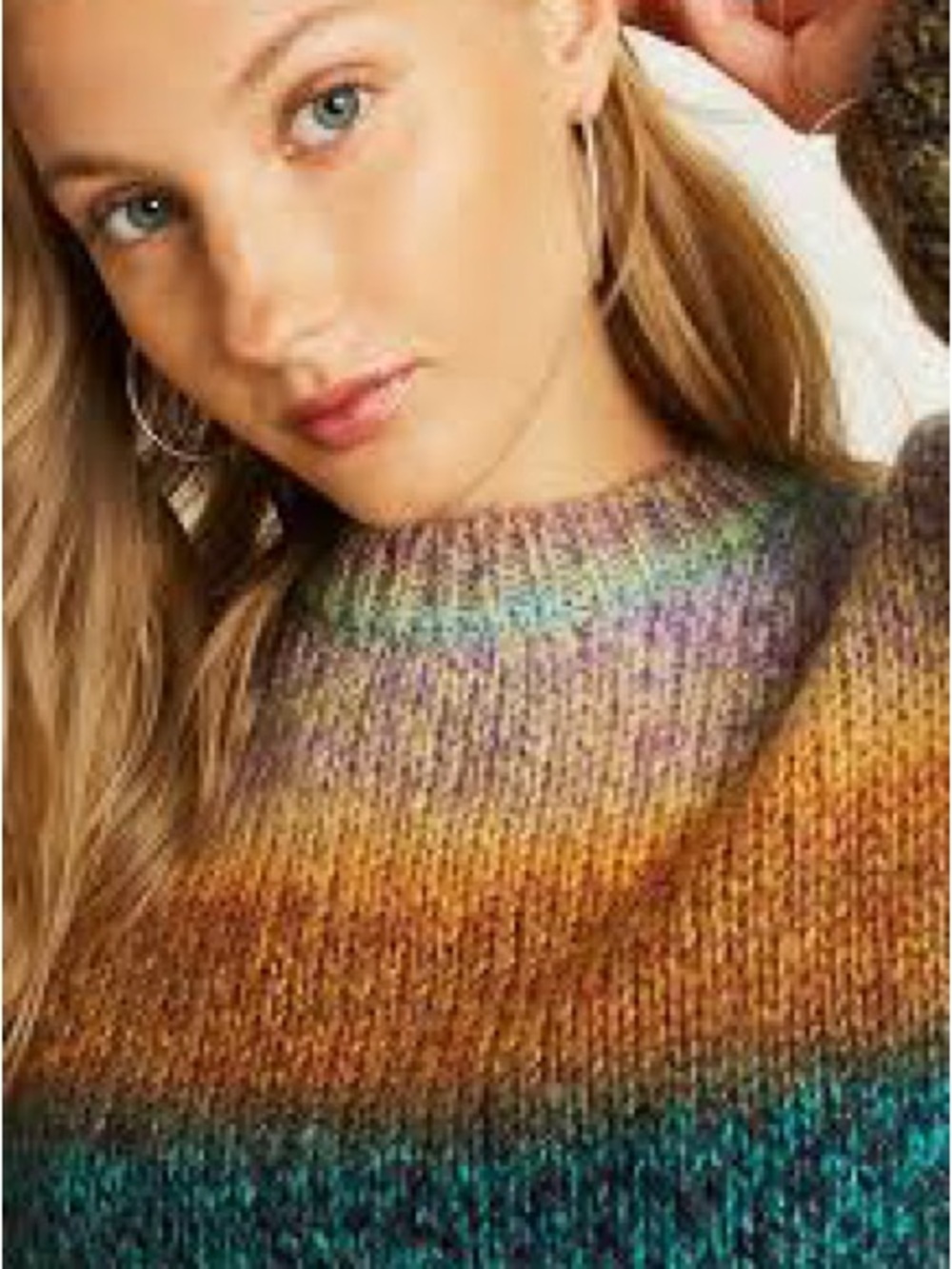 Urban Outfitters Multicolor Ombre Crewneck Sweater - Teal, Gold, Purple